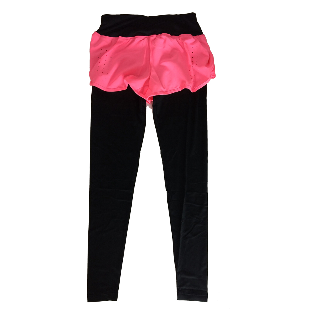 假兩件網孔運動速干透氣彈力長褲