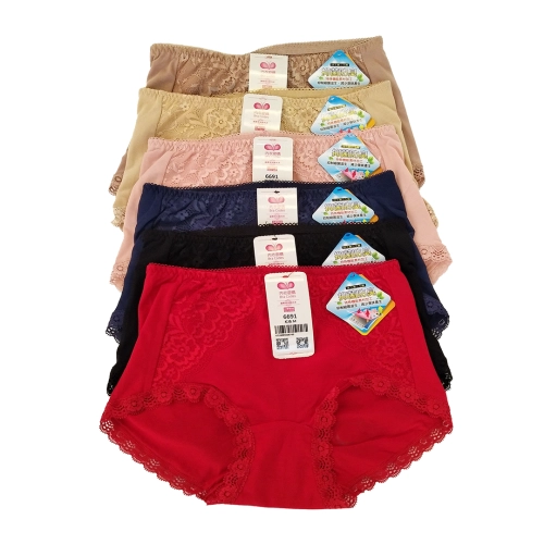 Modal cotton mid waist sexy lace hip lifting underwear