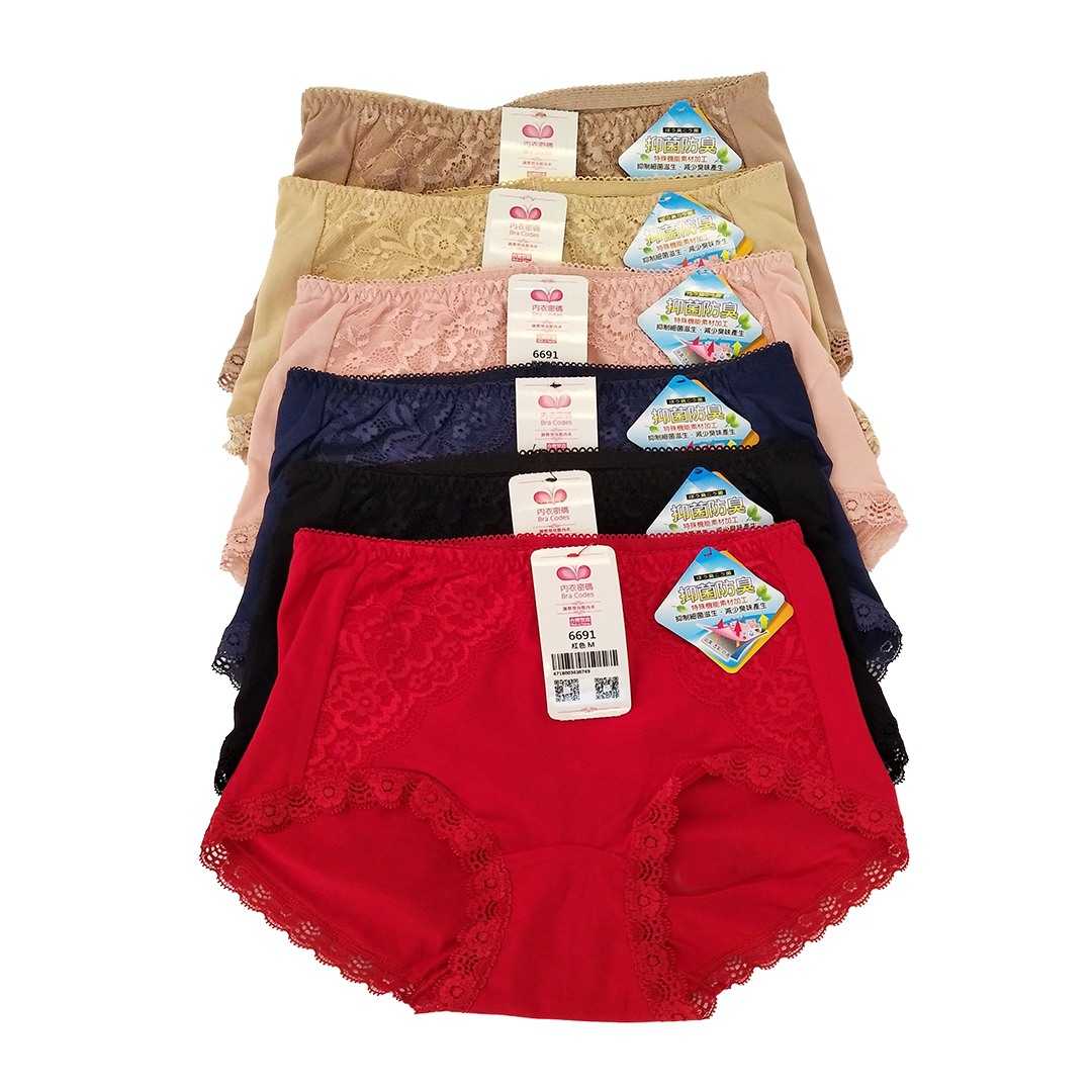 Modal cotton mid waist sexy lace hip lifting underwear