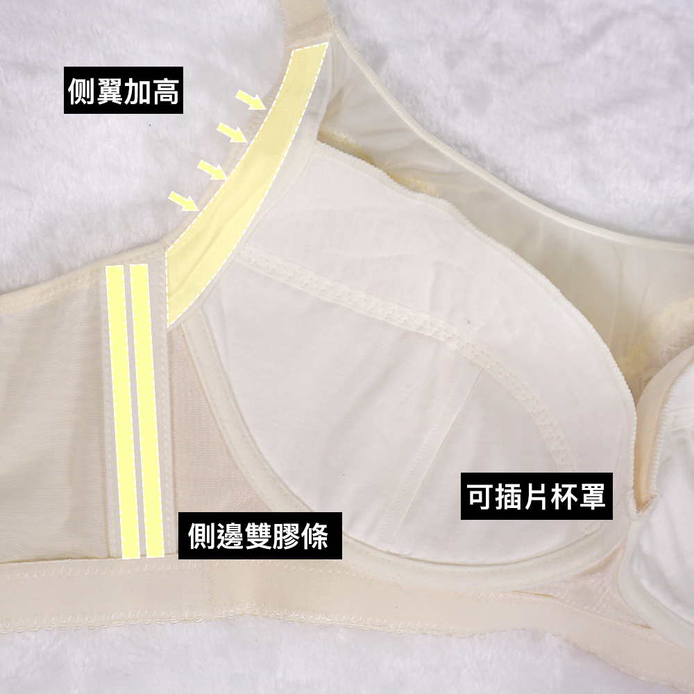 薄款透氣側加高收副乳無鋼圈內衣