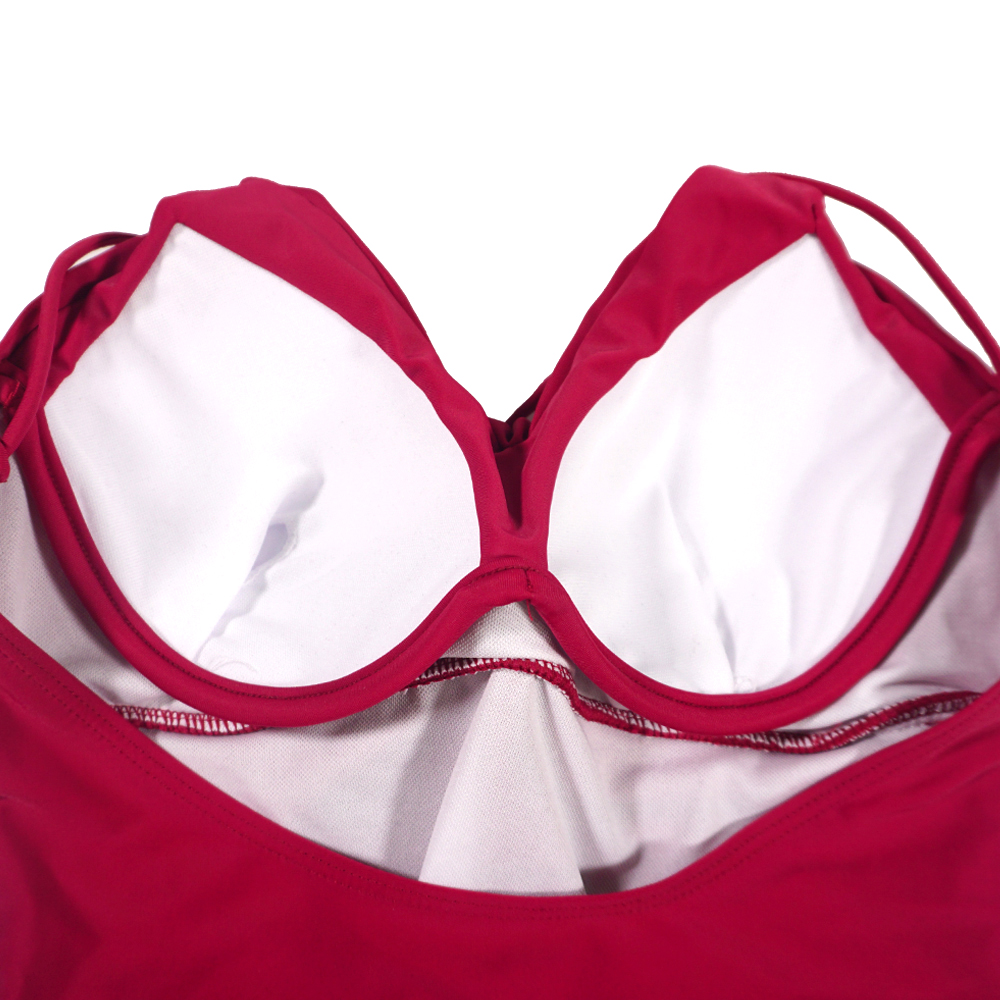 時尚連體平角掛脖泳衣