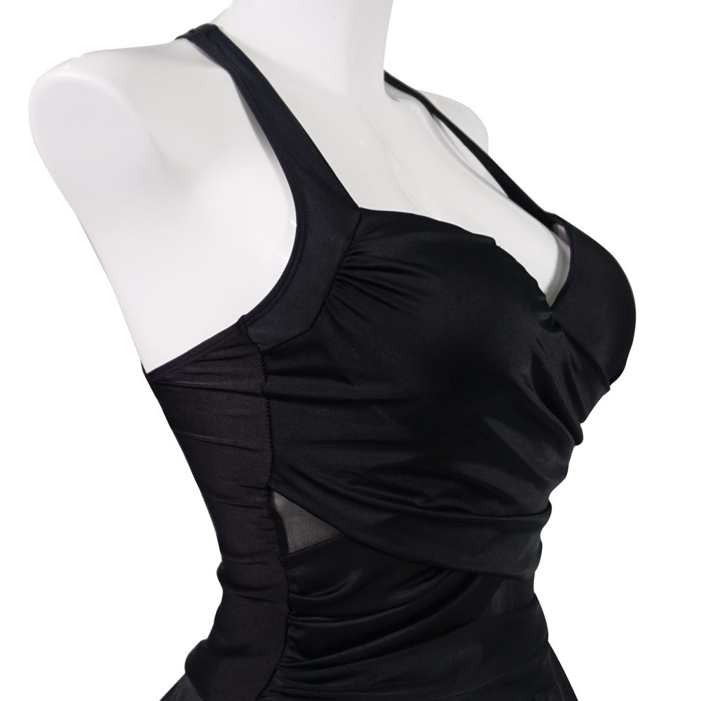 性感美背裙式鋼托大碼泳衣