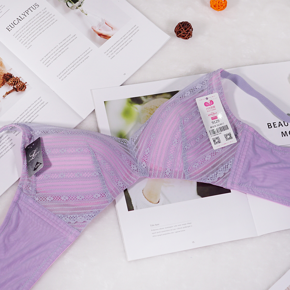 斜紋蕾絲性感無鋼圈內衣 - 無鋼圈
