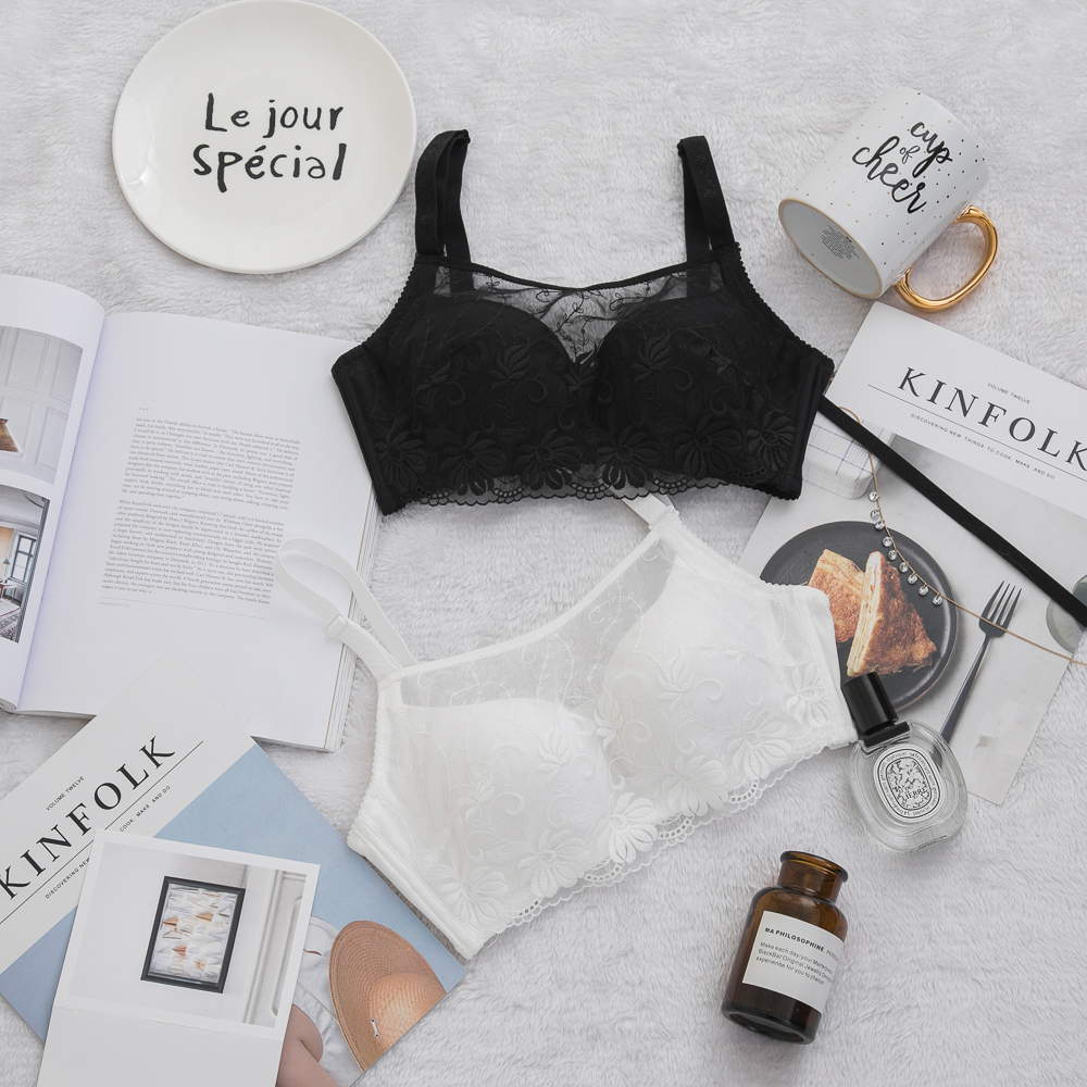 防走光法式蕾絲無圈托高調整型內衣