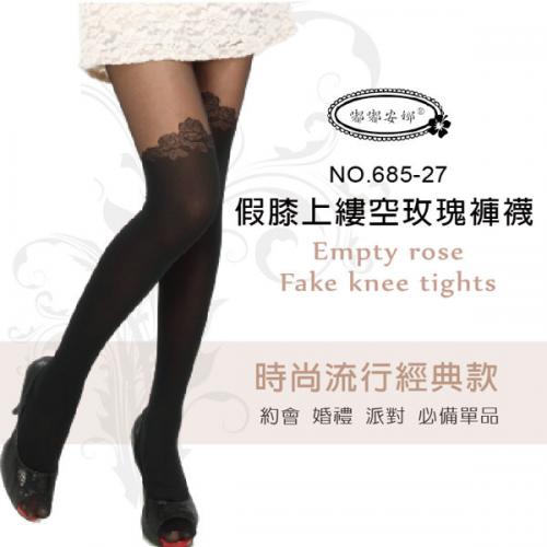 Fake knee hollow rose pantyhose