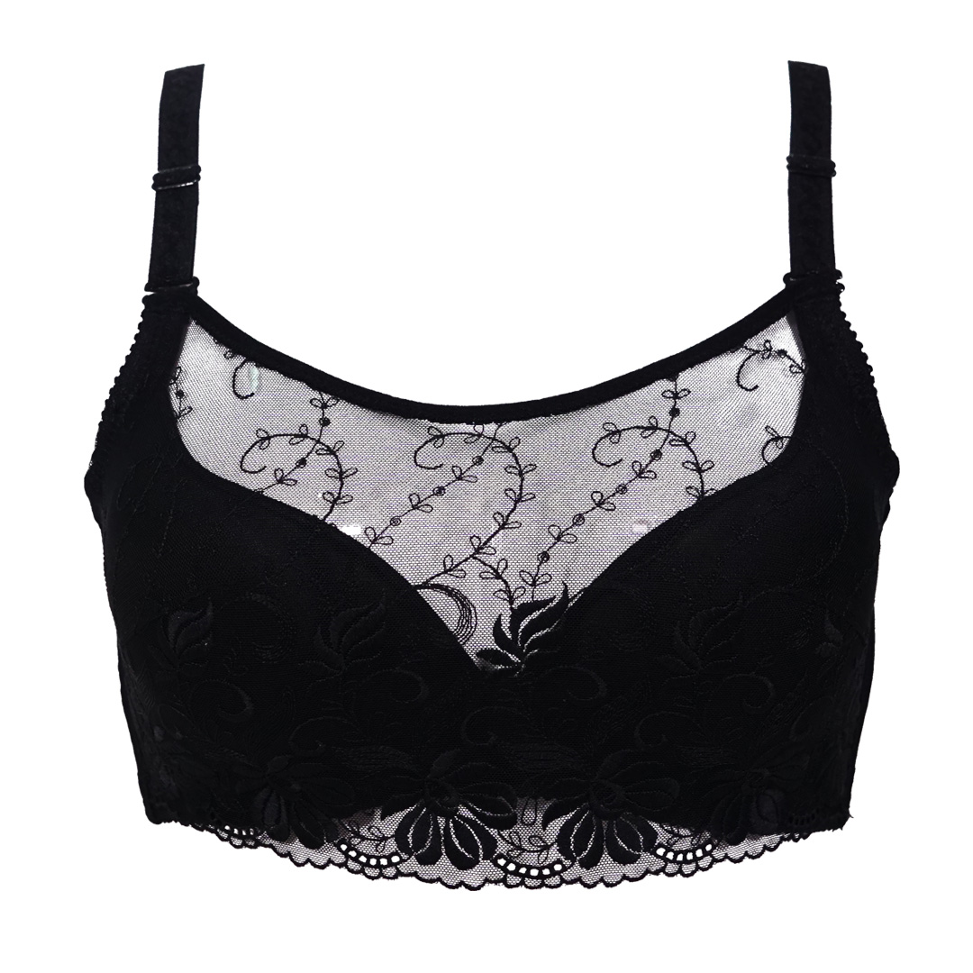 防走光法式蕾絲無圈托高調整型內衣 - 無鋼圈