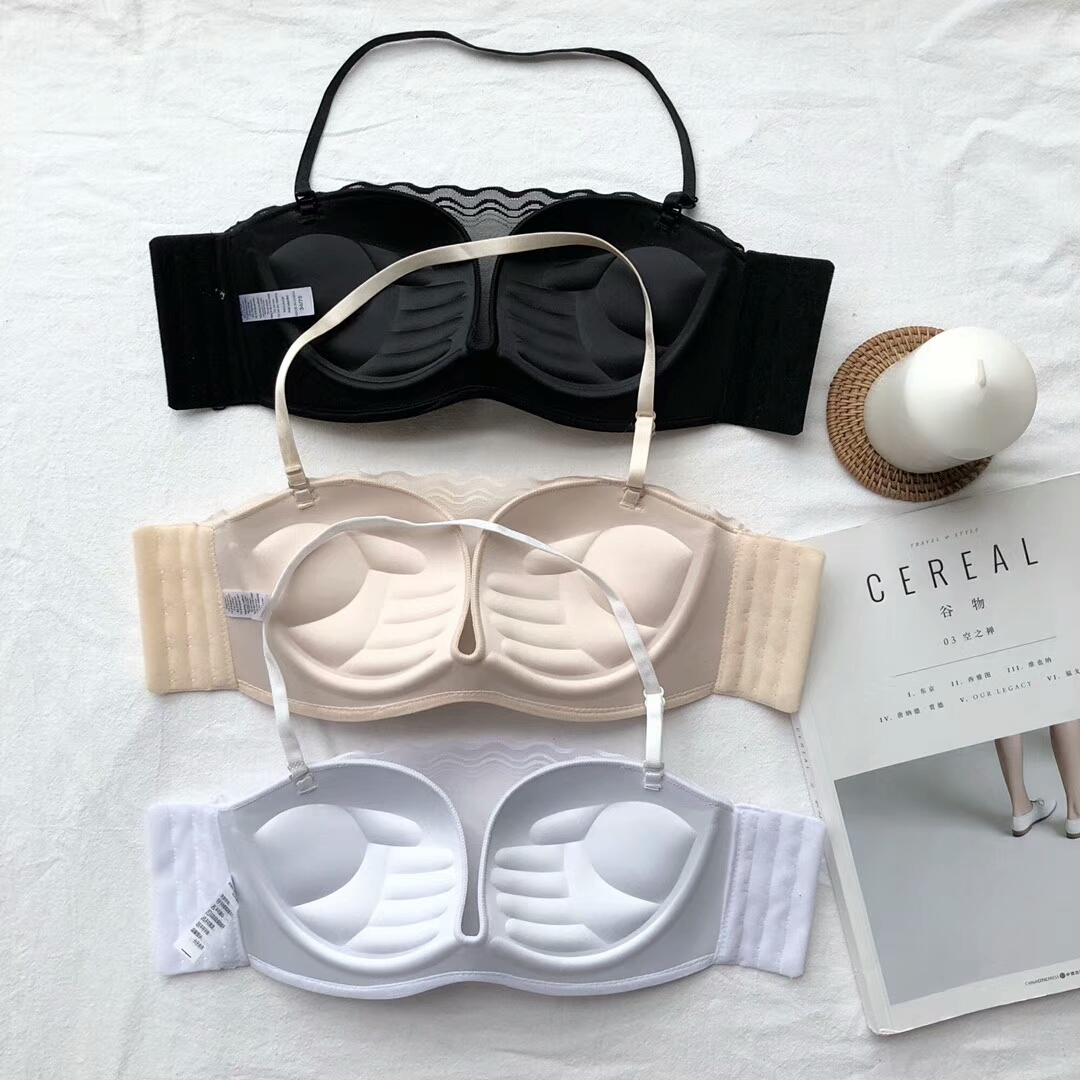 網紗防走光無肩帶抹胸美背內衣