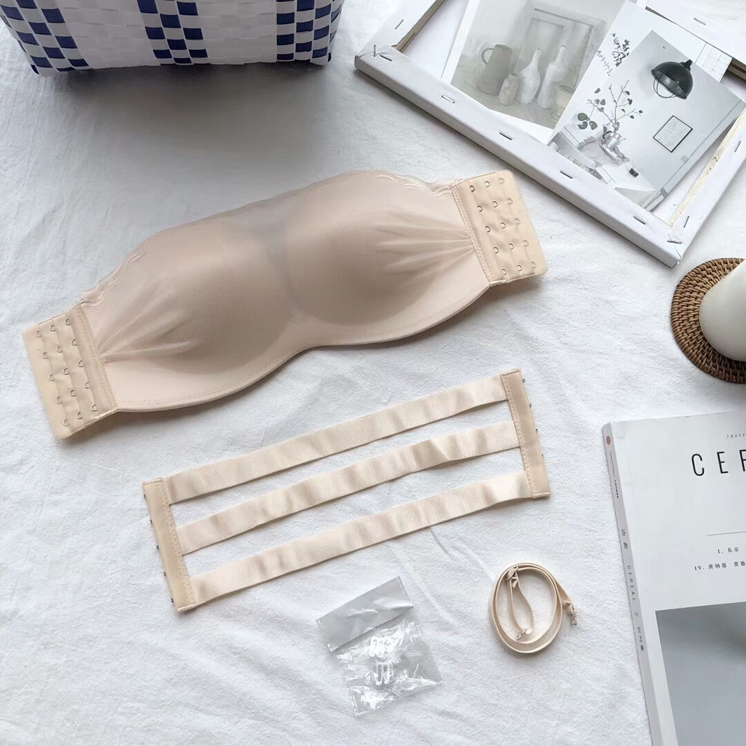 網紗防走光無肩帶抹胸美背內衣