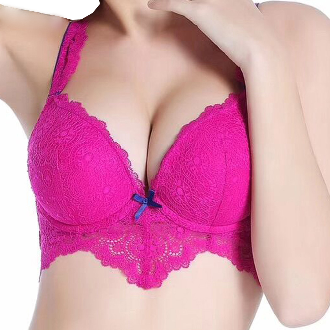 性感魅力撞色肩帶聚攏蕾絲内衣