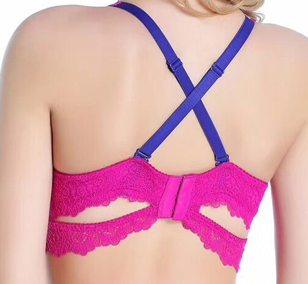 性感魅力撞色肩帶聚攏蕾絲内衣