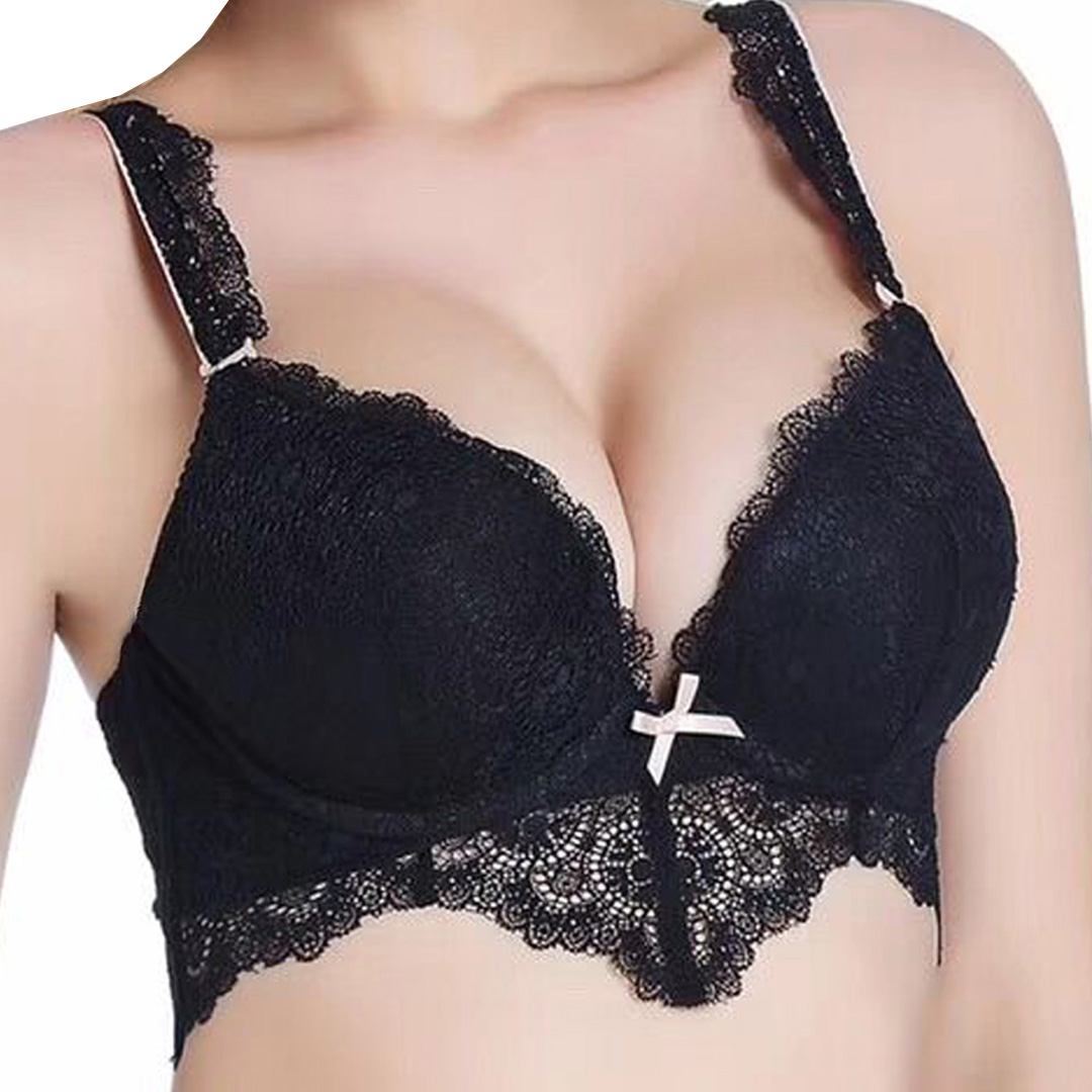 性感魅力撞色肩帶聚攏蕾絲内衣