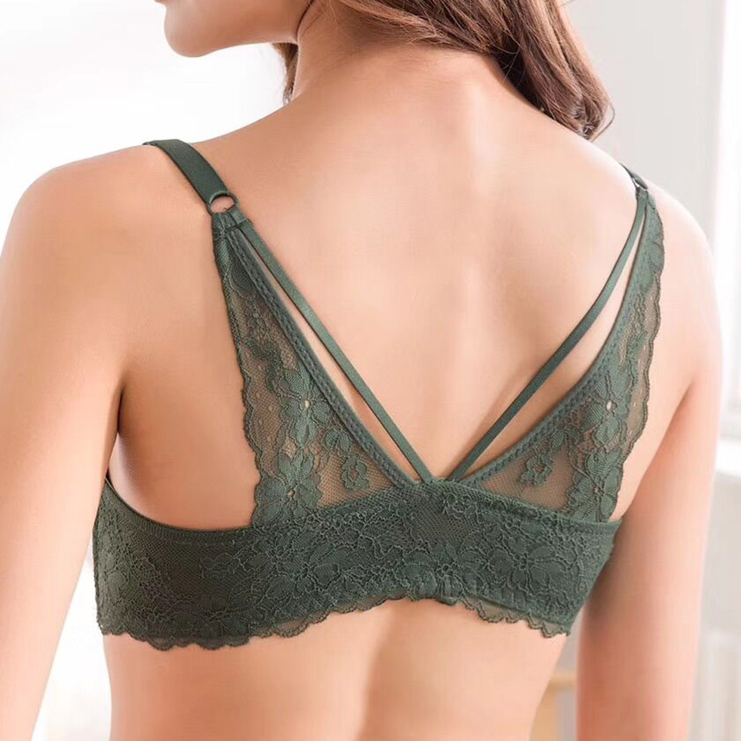 前扣式性感蕾絲迷人美背聚攏無鋼圈內衣(MM813)