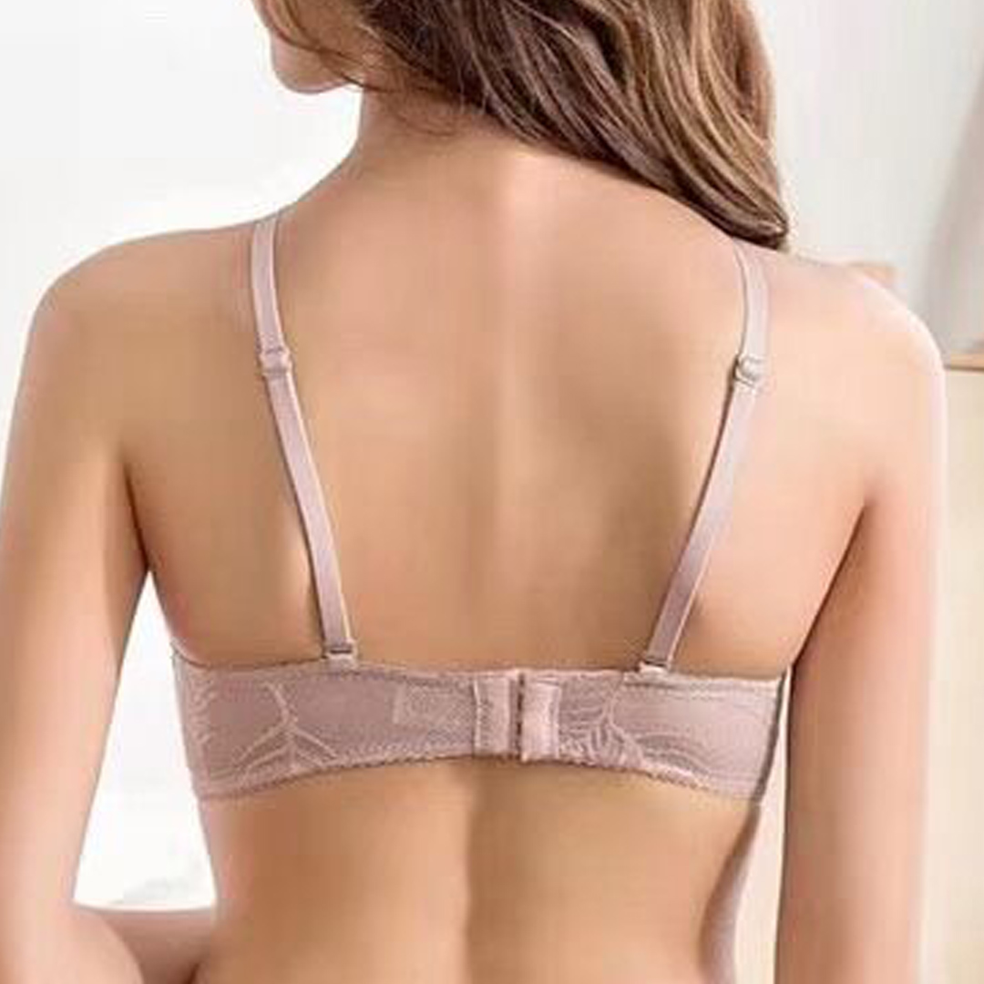 中厚杯性感鏤空蕾絲深V聚攏無鋼圈無痕內衣