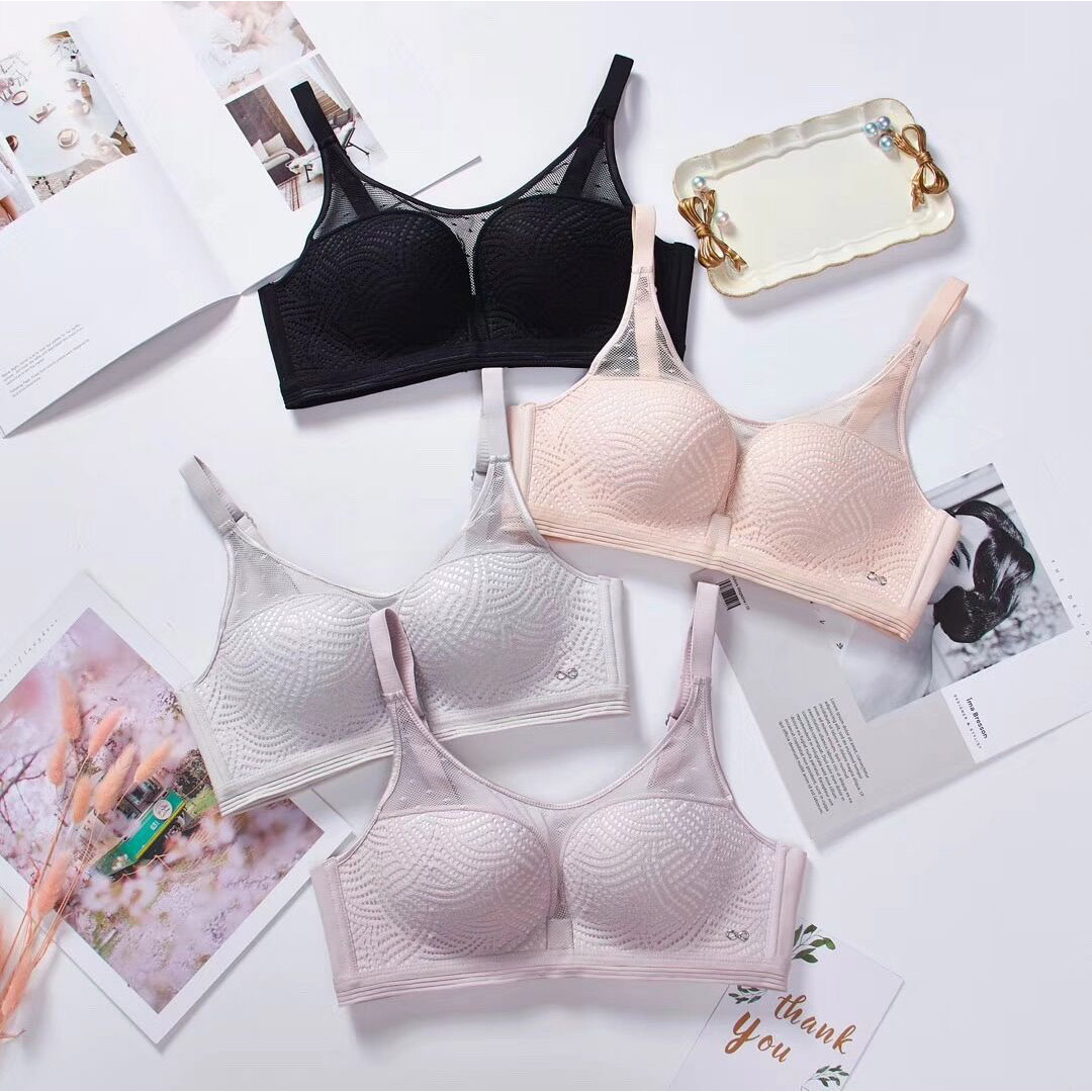 性感提花網布抹胸上薄下厚聚攏內衣