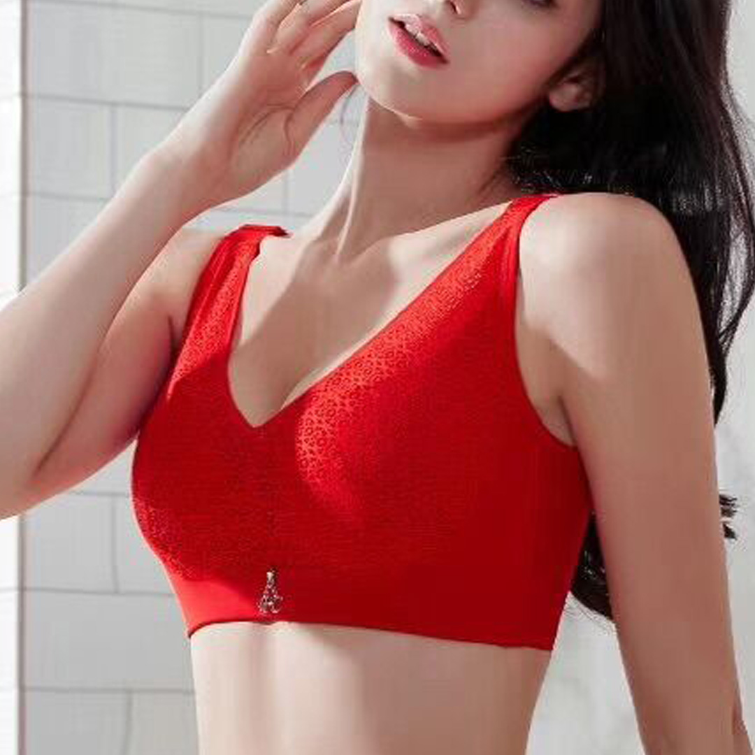 典雅大方幾何圖超薄C杯寬肩帶背心式內衣