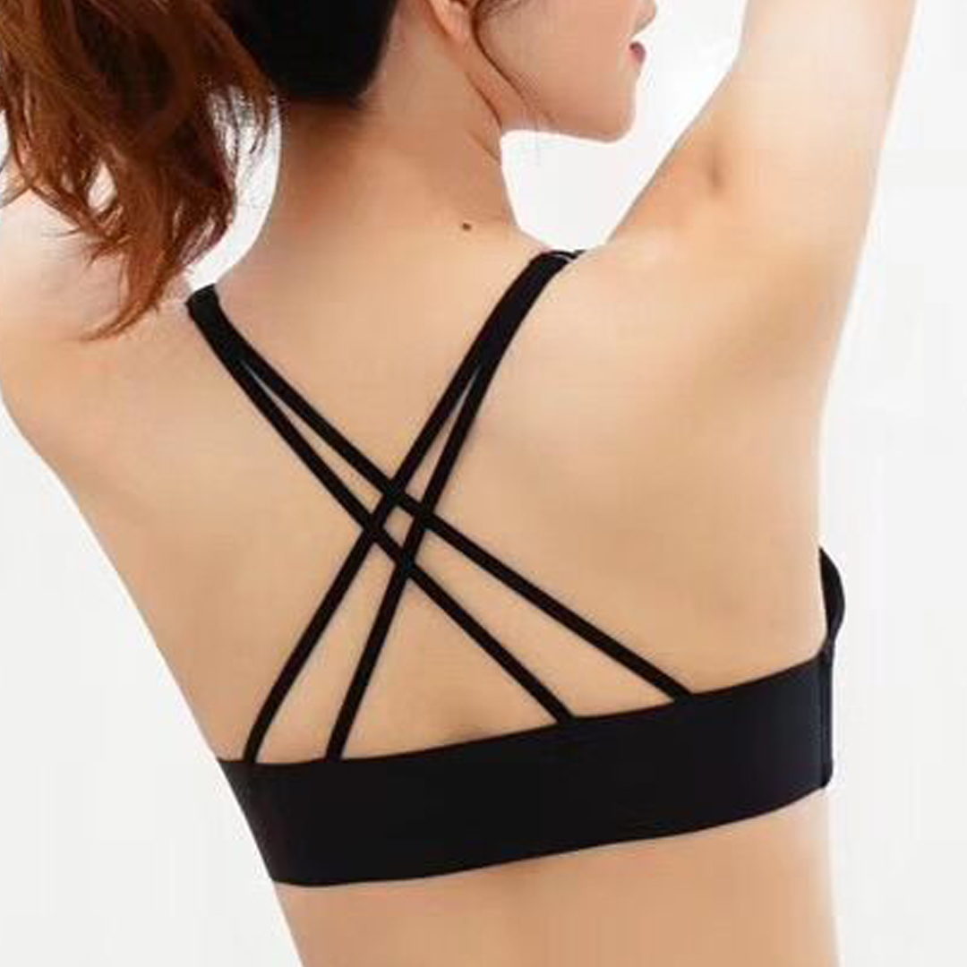 蝶翼圖案蕾絲&前扣雞心交叉細肩帶美背內衣