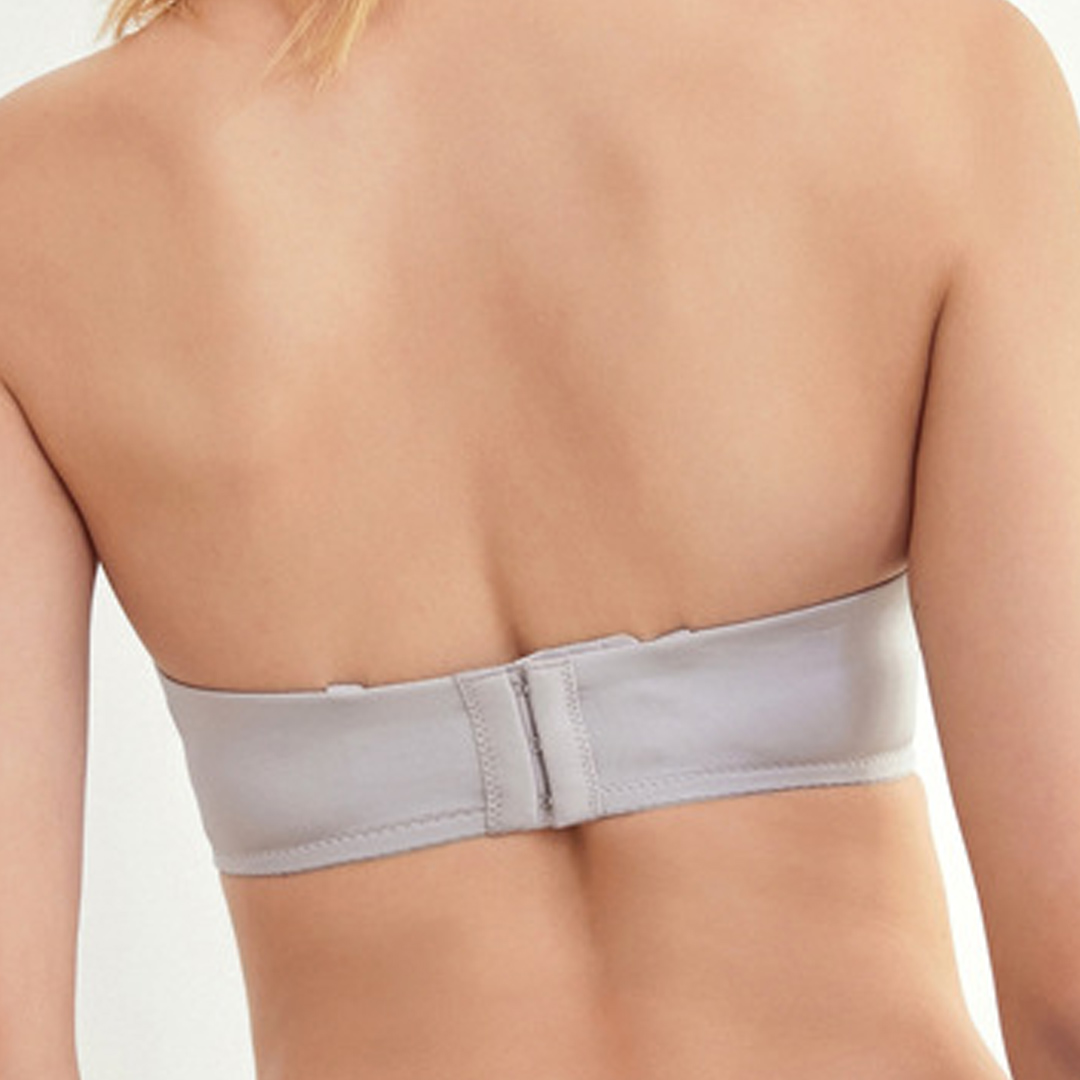 簡約珠光面料一片式聚攏無肩帶半杯內衣