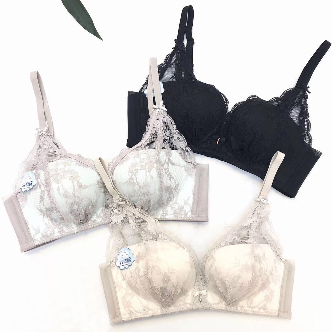 輕盈云感棉B杯舒適透氣無鋼圈蕾絲聚攏内衣