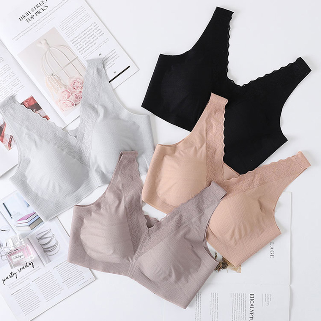 性感深V+基礎一字領蕾絲記憶軟膠棉無痕兩穿內衣