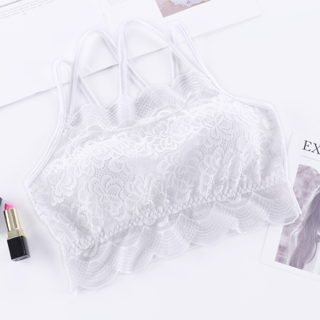 花邊蕾絲美背裹胸交叉吊帶防走光聚攏内衣