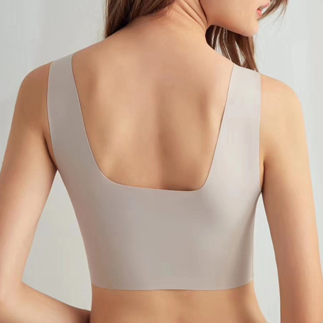 深V零感一片式胸墊裹胸美背無鋼圈無痕背心內衣