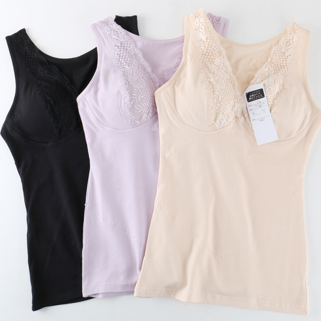 優質萊卡棉面料，舒適柔軟吊帶背心帶胸墊-背心款