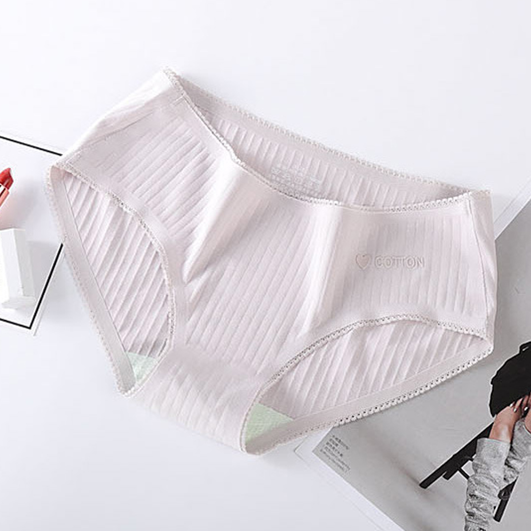 一片式薄款中腰性感螺紋無痕純棉襠純色內褲