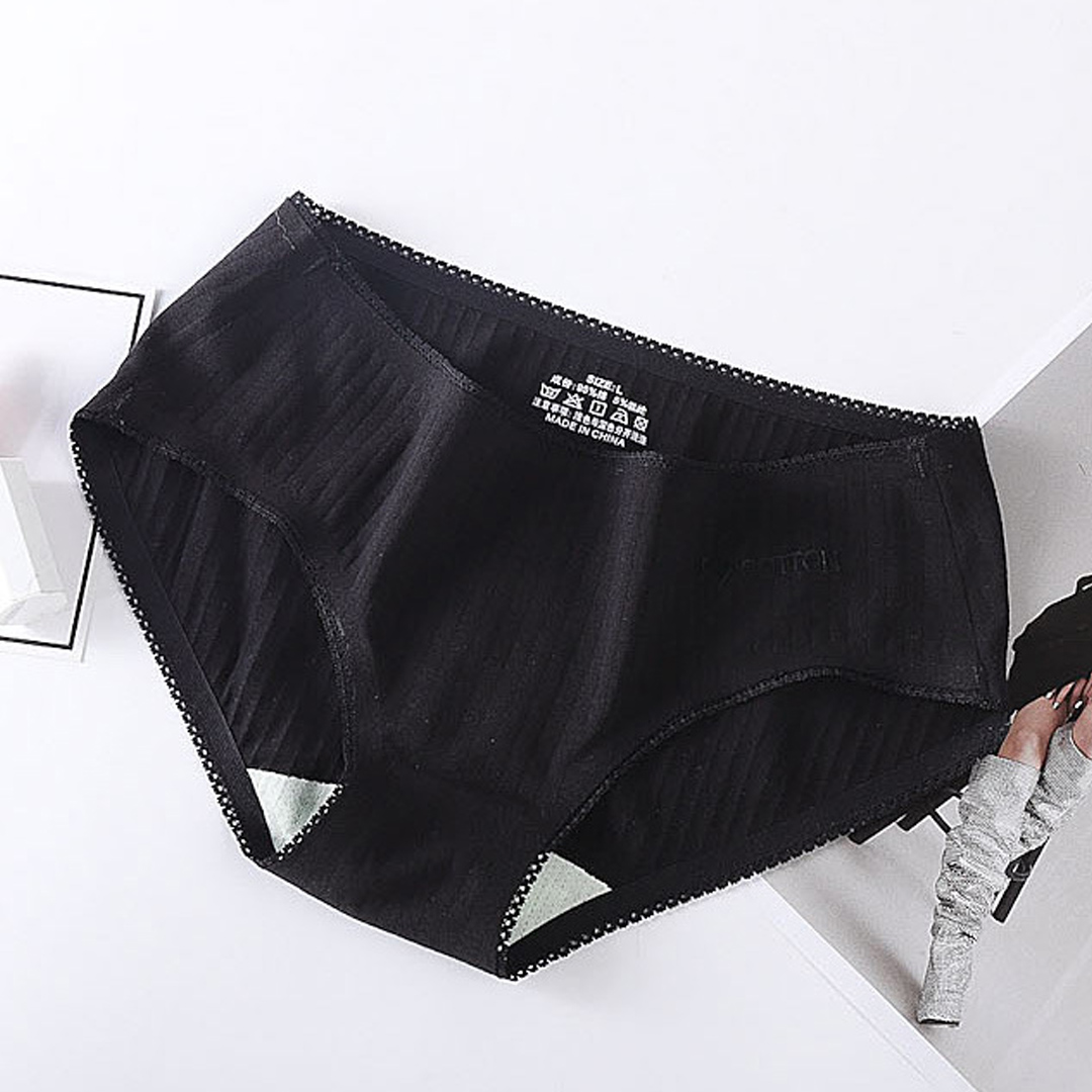 一片式薄款中腰性感螺紋無痕純棉襠純色內褲