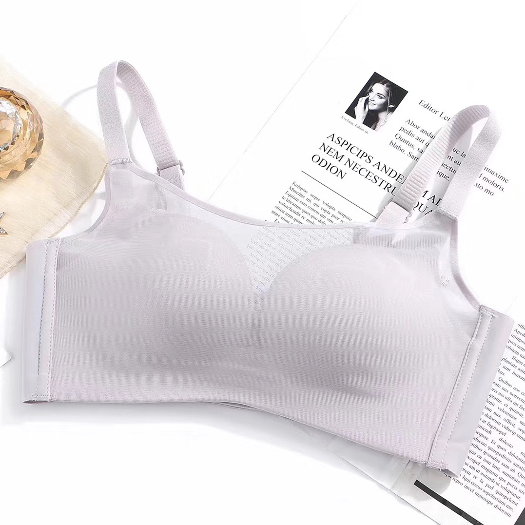 超薄無痕無鋼圈防走光網紗抹胸聚攏性感內衣