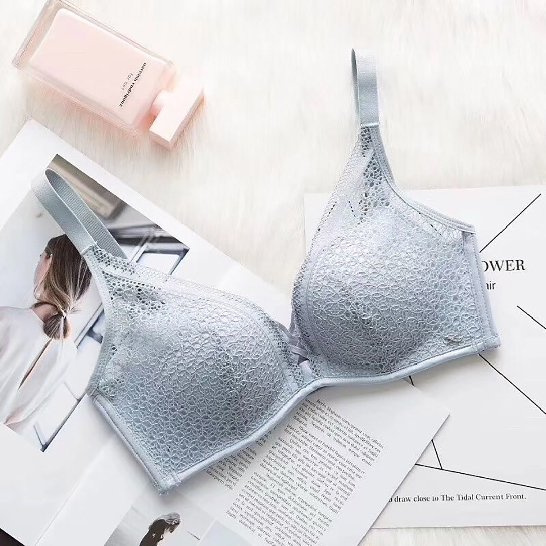 交叉綁帶深V聚攏浪漫蕾絲無鋼圈薄杯內衣