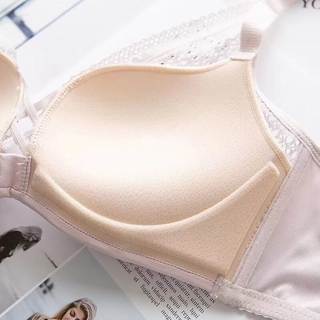 交叉綁帶深V聚攏浪漫蕾絲無鋼圈薄杯內衣