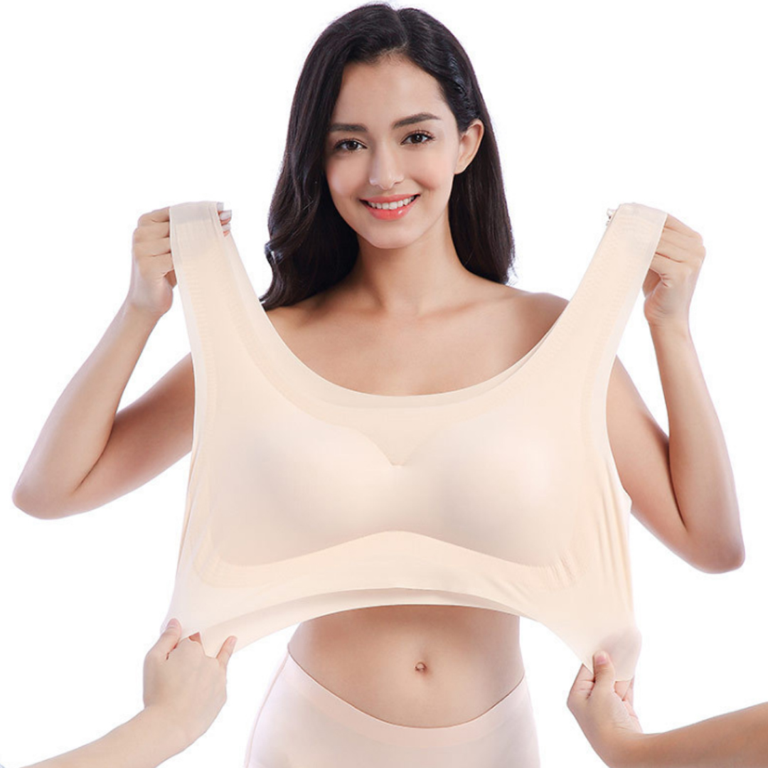 日本M-6XL薄墊款一片式無痕U型美背無鋼圈背心式內衣