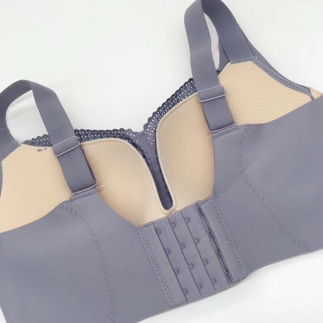 浮雕印花蕾絲杯面輕薄聚攏加寬肩帶大胸顯小無痕無鋼圈内衣