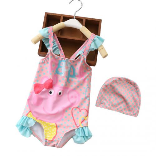 女童卡通小豬佩奇連體泳衣