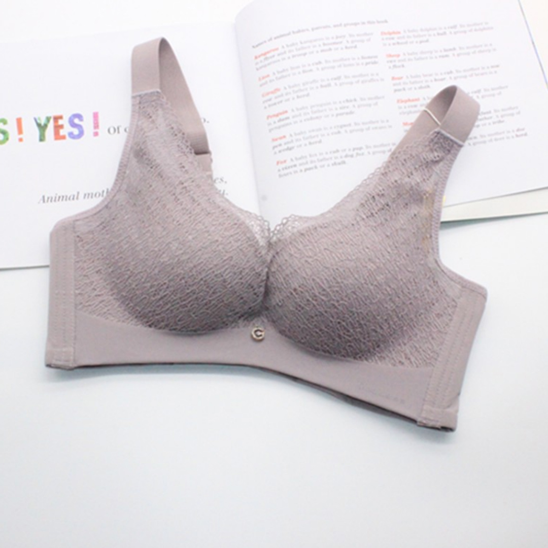 柔軟嬰兒棉深V聚攏無痕收副乳不空杯蕾絲無鋼圈內衣（RGL01821）