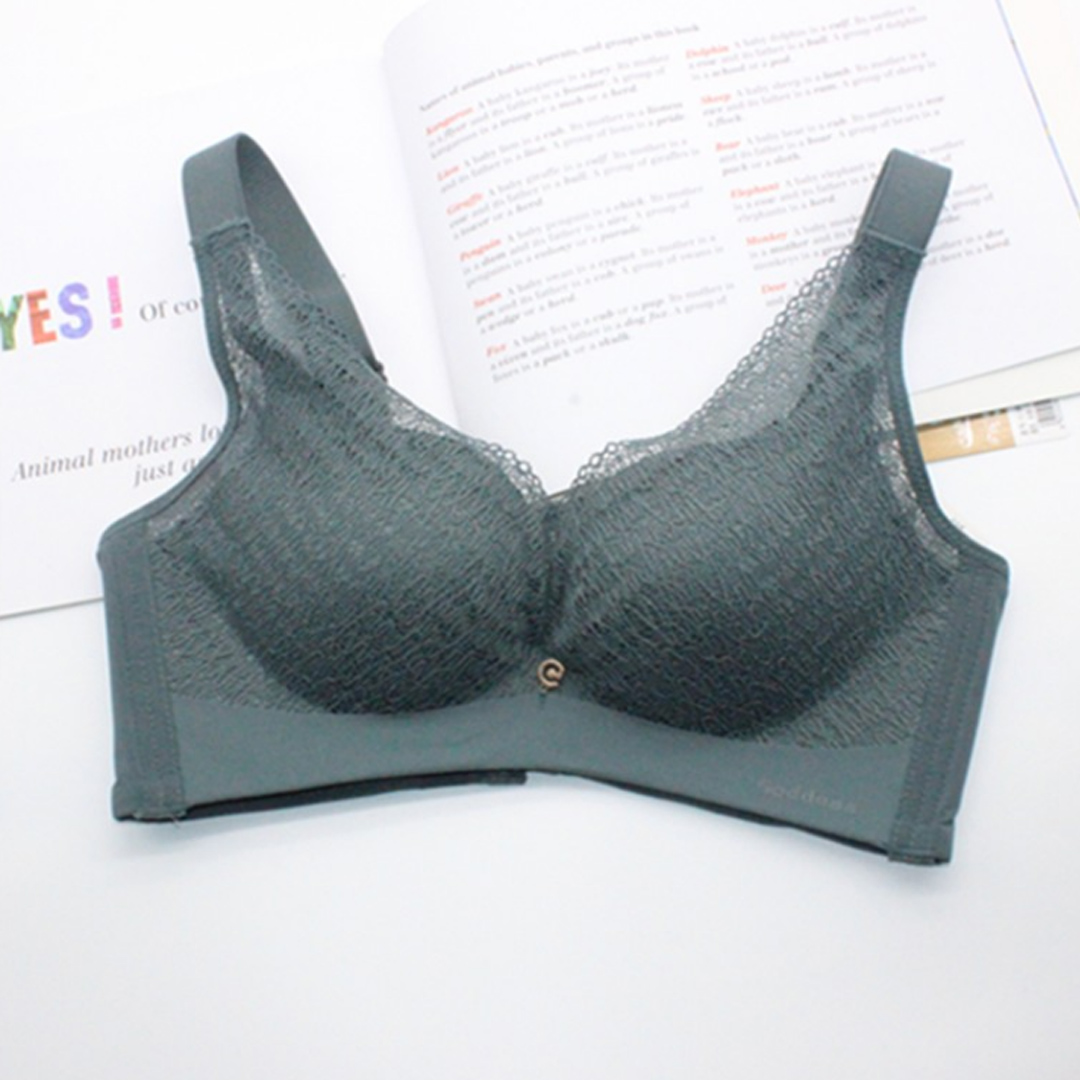 柔軟嬰兒棉深V聚攏無痕收副乳不空杯蕾絲無鋼圈內衣（RGL01821）