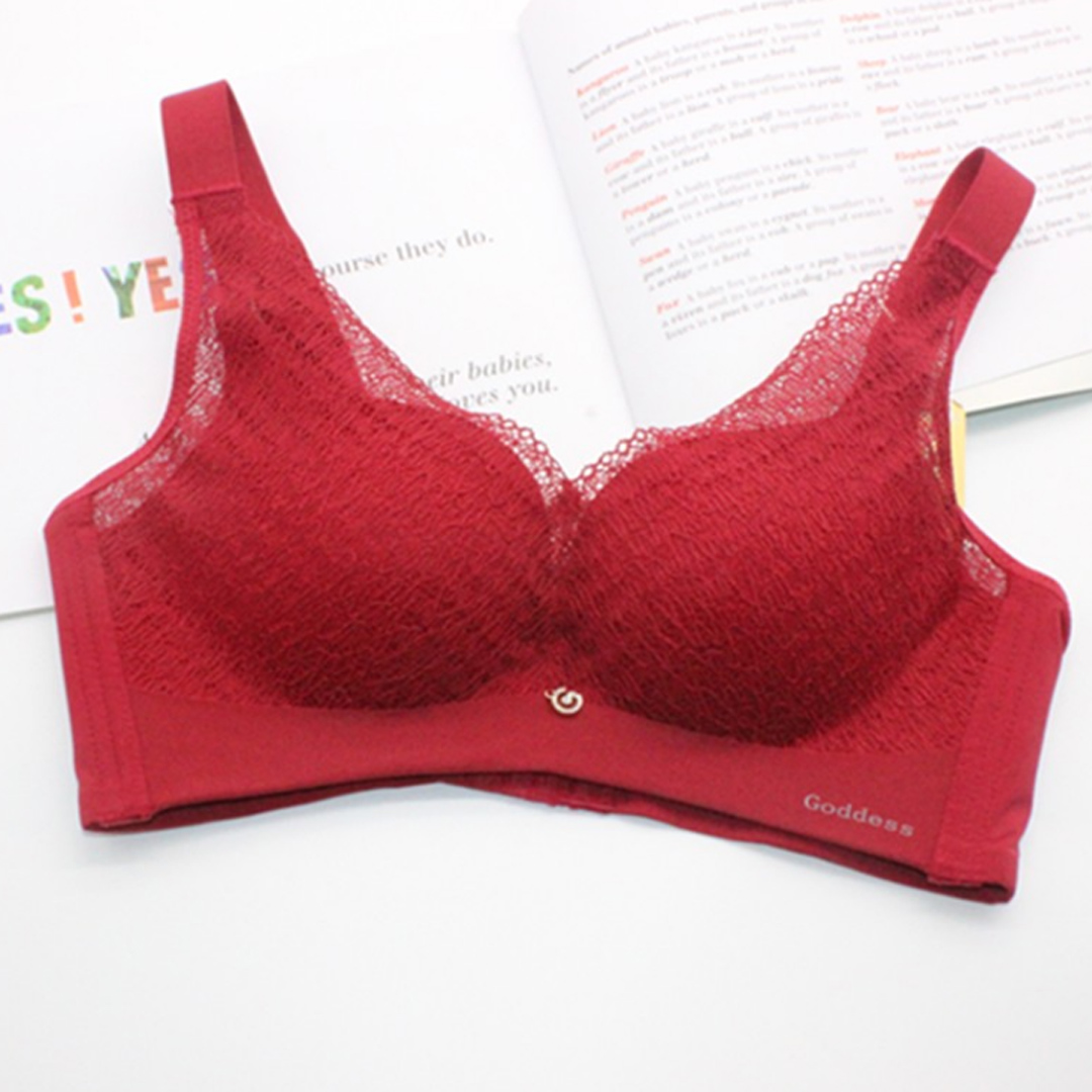 柔軟嬰兒棉深V聚攏無痕收副乳不空杯蕾絲無鋼圈內衣（RGL01821）