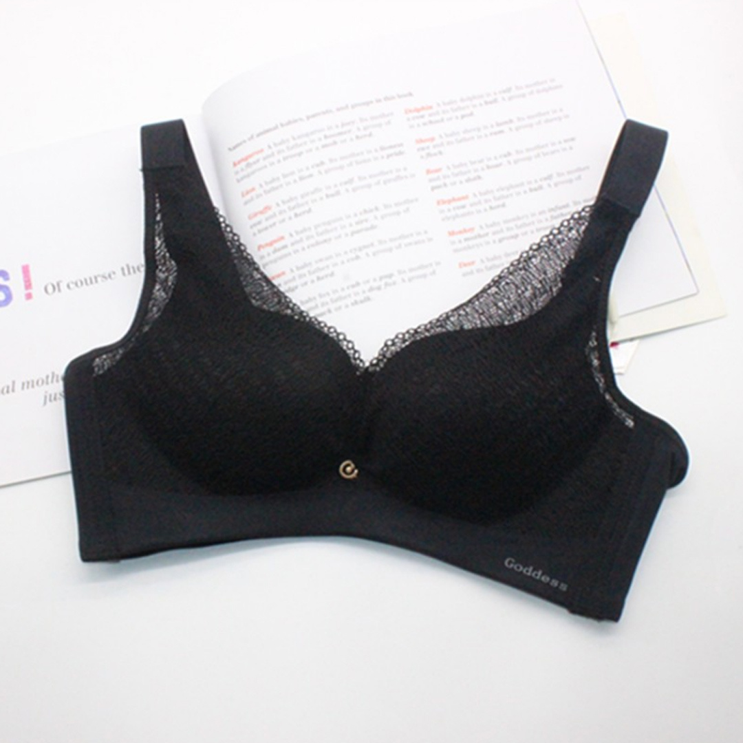 柔軟嬰兒棉深V聚攏無痕收副乳不空杯蕾絲無鋼圈內衣（RGL01821）