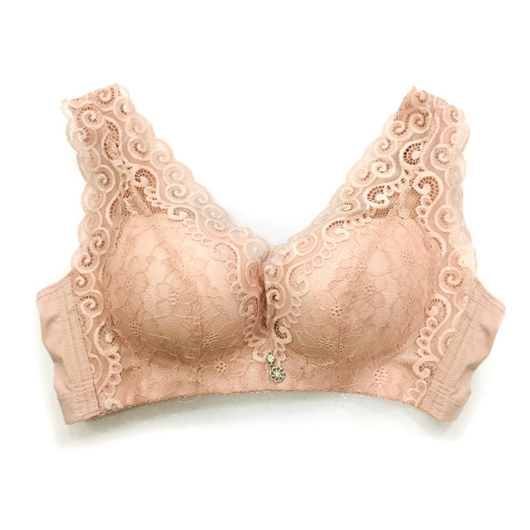 薄款強勁爆乳CD杯背心式大碼無鋼圈調整型聚攏四排扣舒適内衣（38-44）