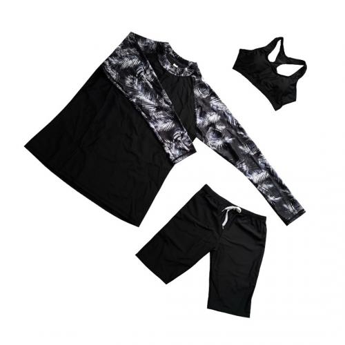 胖MM長袖防曬顯瘦保守平角分體加大加肥運動游泳四件套