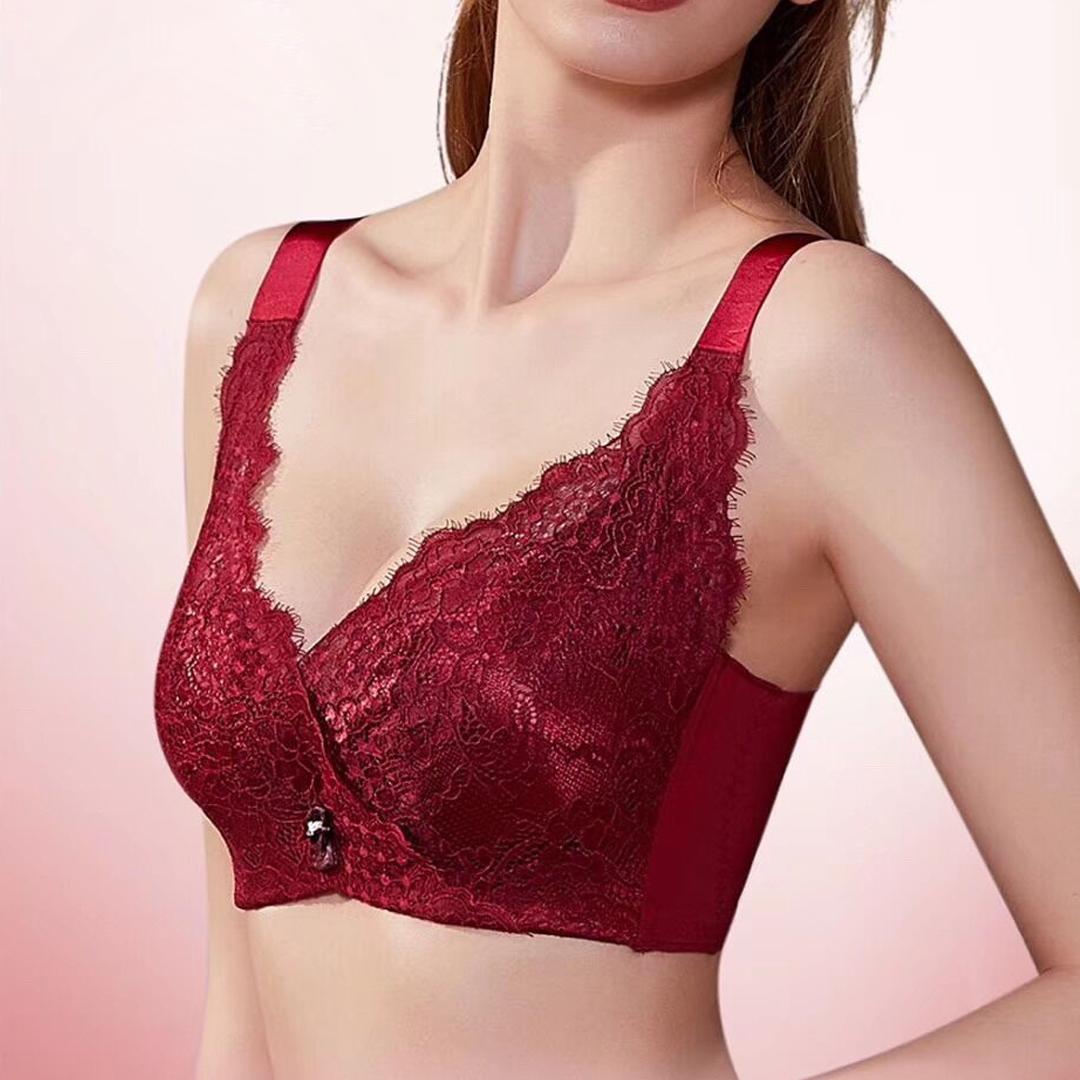 天然海藻纖維抗菌記憶軟鋼圈全罩杯C杯輕薄蕾絲調整内衣