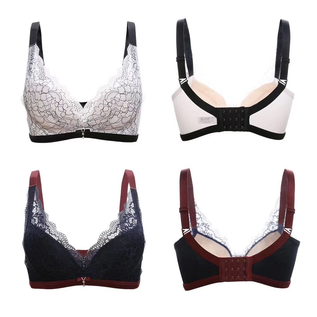舒適典雅桑蠶絲健康親膚，經典蕾絲圖案無鋼圈聚攏上托內衣