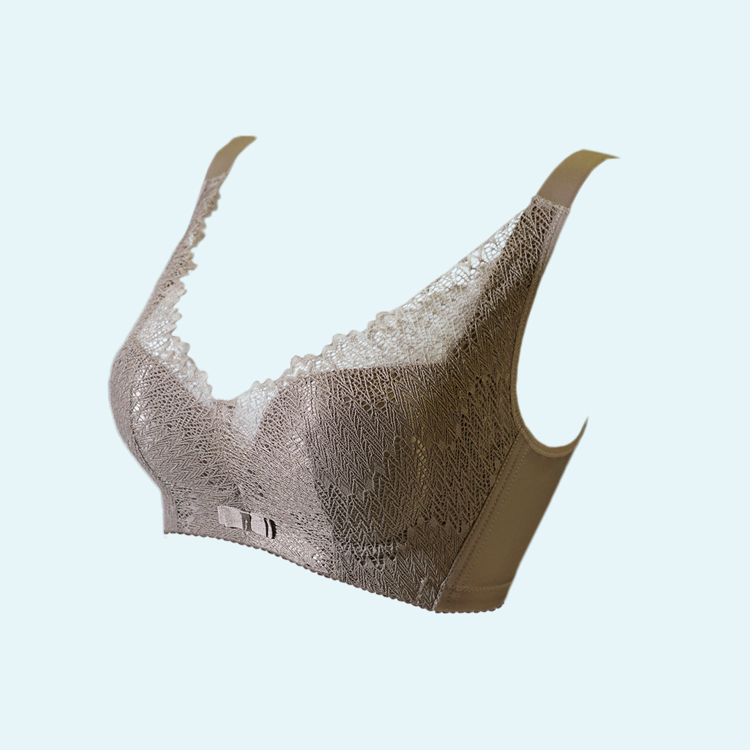 性感蕾絲大胸顯小薄款四排扣聚攏側收調整型内衣