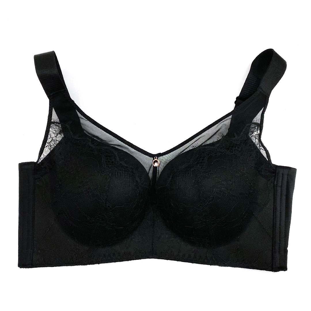 性感蕾絲無鋼圈手掌杯薄款C杯D杯大胸顯小調整型側收防走光內衣