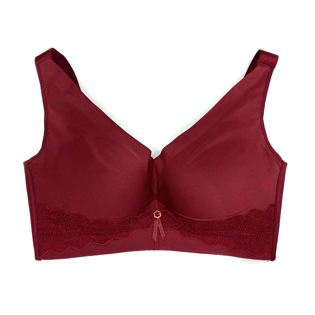 法式優雅立體鏤空小花邊薄款C杯無鋼圈無磁調整型收副乳內衣