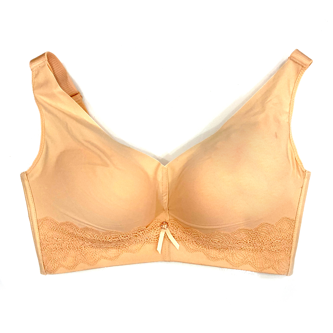 法式優雅立體鏤空小花邊薄款C杯無鋼圈無磁調整型收副乳內衣