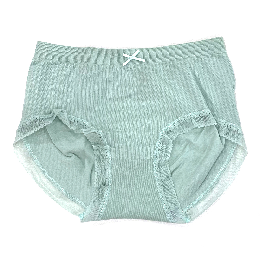 無縫美體中高腰彩紗棉舒適提臀蕾絲花邊內褲