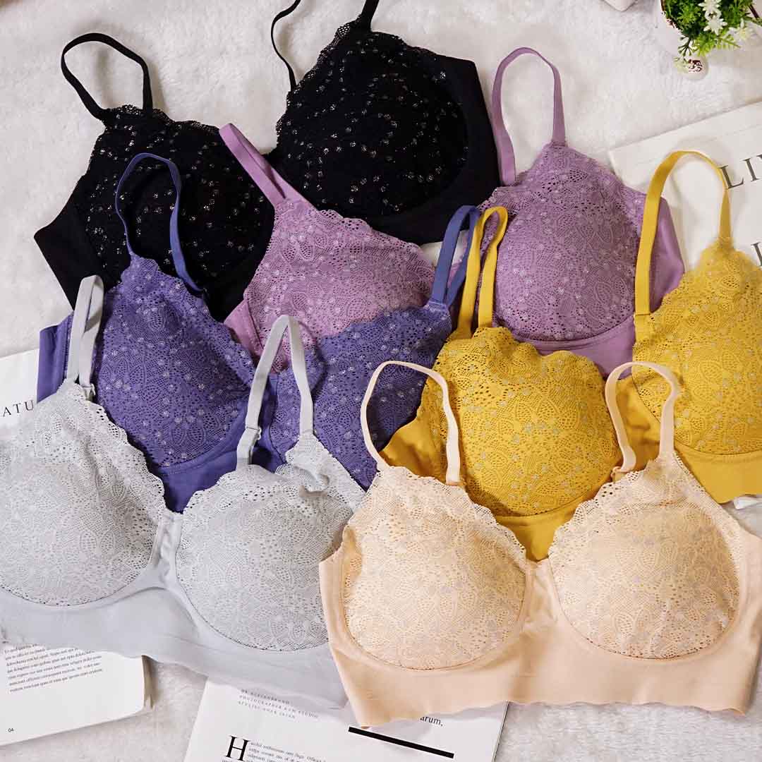 Relax Bra 晶瑩蕾絲吊帶無鋼圈睡眠休閒內衣