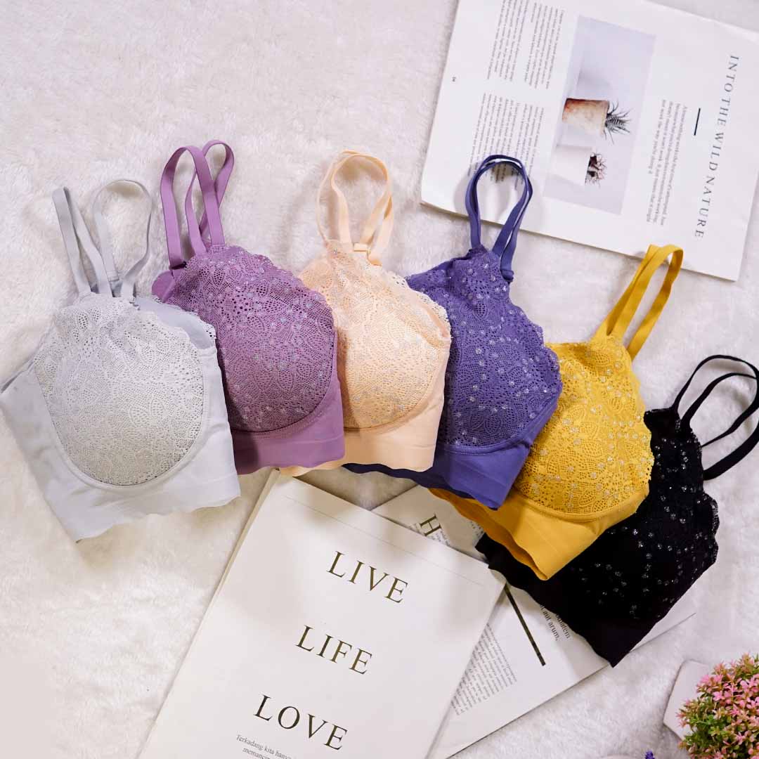 Relax Bra 晶瑩蕾絲吊帶無鋼圈睡眠休閒內衣