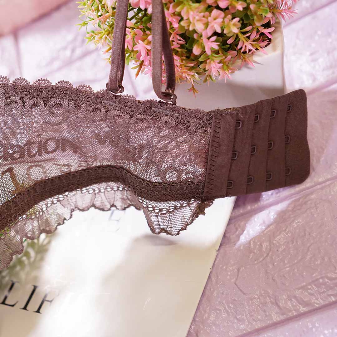 法式時尚蕾絲拼接可露肩帶性感靚靚無鋼圈內衣